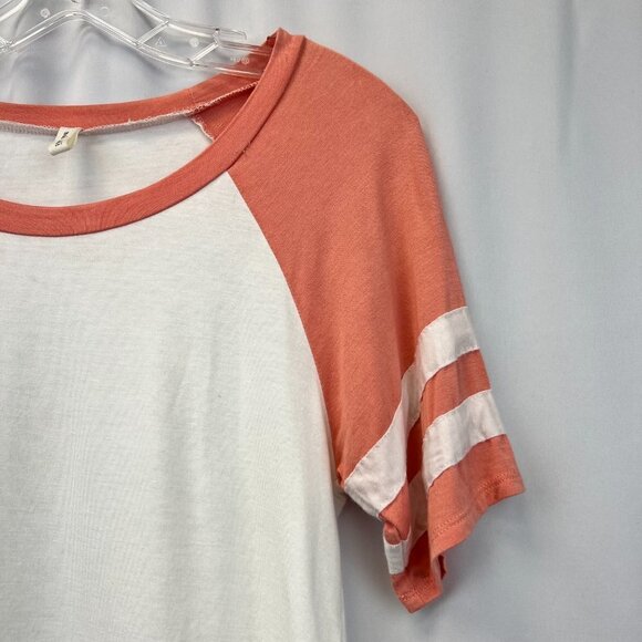 Mai Soli Womens Ivory Coral Short Sleeve Round Neck Pullover T-Shirt Size Small - Picture 6 of 10